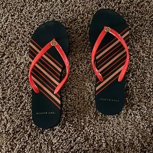 Tory Burch Navy and Red Sandals